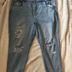 American Eagle Outfitters Blue Boyfriend Jeans Distressed Style
